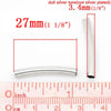 BD540 - 200 pcs. Silver Tone Noodle Tube Long Thin Curved Beads - 27mm x 4mm (1.06" x 0.16")