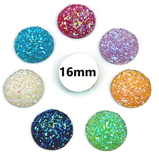 CA919 - 10 pcs Druzy Resin Embellishment Cabochons Assortment - 16mm - Dome Circle
