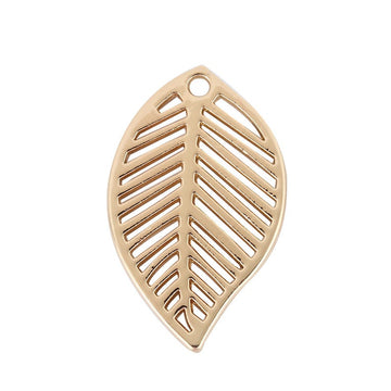 P2034 - 10 pcs Gold Plated Metal Dangle Charms Pendants - Leaf - 28mm x 17mm - Great for Light Earrings, Necklaces or Dangles!