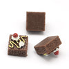 CA603 10 pcs Resin Embellishment Cabochons - Food - Brownies - Chocolate Cake - 12.5mm