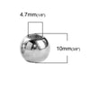 BD678 - 100 pcs Silver Plated Smooth Ball Spacer Beads - 10mm - Large Hole: 4.7mm - Fits European Cords and Paracord!