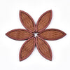 P2103 - 4 pcs. Light Brown REAL Leather Cowhide over Wood Dangle Pendants - Rattan - Marquise - 46mm (1.81") - Great for Earrings or Dangles!