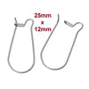 E739 - 50 pcs. 304 Stainless Steel Kidney Earwire Earring Hooks - 25mm x 12mm - LARGE - Hypoallergenic! Tarnish Resistant!