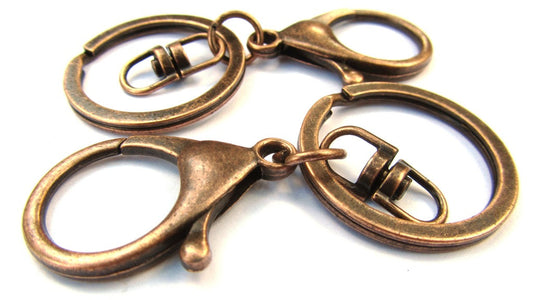 CL087 - 10 pcs. Antique Copper Tone Lobster Swivel Clasp and Key Ring - 69 x 30mm (2.72 inch) - Claw Clasps