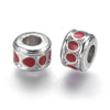 BD685 - 20 pcs Silver Tone Metal Cylinder Rondelle Spacer Beads - 10mm - Large Hole: 4.5mm - Fits European Cords and Paracord!