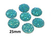 CA636 - 10 pcs Druzy Resin Embellishment Cabochons Aqua Blue Multicolor - 25mm (1 inch) - Dome Style