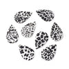 P2059 - 10 pcs. Leopard Faux Leather Dangle Charms Pendants - Teardrop - Black and White - 56mm (2.2") - Double Sided