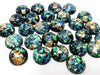 CA853 - 10 pcs Resin Round Embellishment Circle Cabochons Metal Foil Black, Green, Gold - 10mm - Multi-Color Glitter