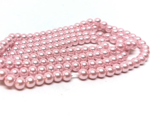 BD191 - 12mm Crepe Pink Blush Glass Pearl Imitation Round Beads - 16 inch strand - Approx. 35 Beads Hole Size: 1mm