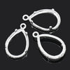 P416 - 5 pcs. Silver Plated Teardrop Bezel Frame Cabochon Pendant Tags Trays - 14mm x 10mm Glue Pad - Setting