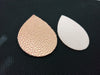 P851 - 10 pcs. Pink Coral and Gold Pebble Faux Leather Dangle Charms Pendants - Teardrop - 55mm (2.17") - Great for Light Earrings, Necklaces