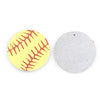 P2082 - 10 pcs. Yellow and Red Softball Ball Faux Leather Dangle Charms Pendants - Circle - Sports - 45mm (1.77") - Single-Sided