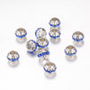 BD671 - 25 pcs Silver Tone Rhinestone Ball Spacer Beads - 10mm - Large Hole: 5mm - Assortment - Fits European Cords and Paracord!