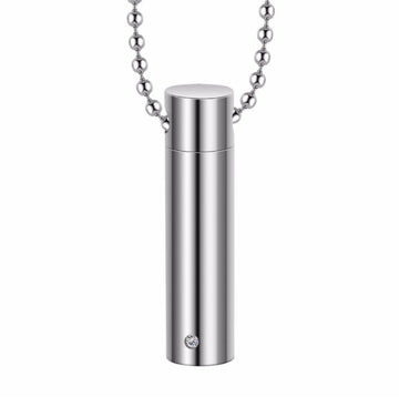 P944 - 1 pc. Stainless Steel Cylinder Pendant with Rhinestone - Screw Opening - 40mm x 10mm - 1.57 inch - Hypoallergenic! Tarnish Resistant