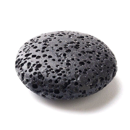 BD566 - 10 pcs. 20mm Black Stone Lava Round Beads - Natural - For Essential Oils and Perfumes - No Hole