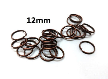 J287 - 100 pcs Double Rings - Antique Copper Split Jump Rings - 12mm - 0.6mm Thick
