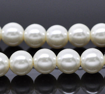BD223- 12mm Ivory Glass Pearl Imitation Round Beads - 16 1/4 inch strand (Approx. 36 Beads)