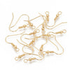 E580 - 50 pcs 304 Stainless Steel 18k Gold Plated Earring Hooks with Spring and Ball - 20mm x 20mm - Hole Size: 2mm - Parallel Loop