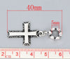 P1007 - 2pcs. Antique Silver Cross Dangle Charms Pendants - Fits European Cords - 40x17mm