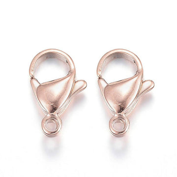 CL166 - 10 pcs. 304 Stainless Steel Lobster Clasps - 12mm x 7mm - Hypoallergenic! - Claw Clasps - Rose Gold Plated