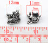 BD502 - 10 pcs Antique Silver Dragon Head European Spacer Charm Beads - 13mm x 11mm - Hole Size: 5mm - Fits European Cords and Paracord!