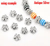 BD703 - 50 pcs. Antique Silver Flower Side by Side Spacer Beads - 7mm