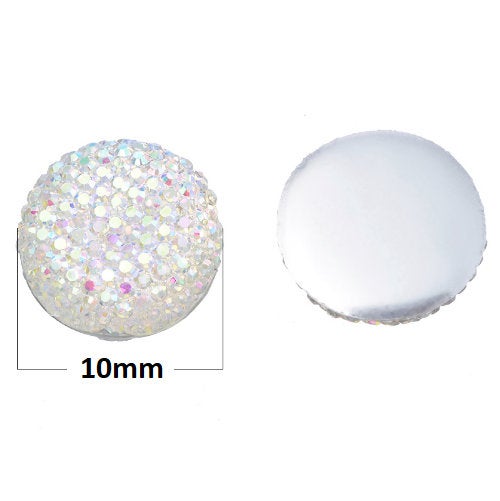 CA979 - 10 pcs Druzy Resin Embellishment Cabochons White Clear Multicolor - 10mm - Bubbles Style - Multicolor Shiny Drusy