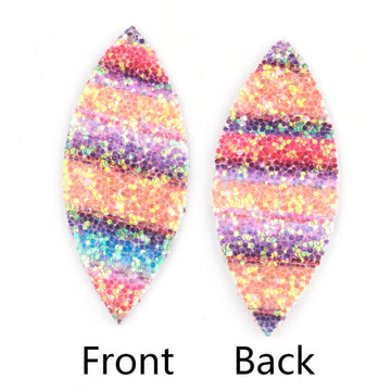 P2094 - 10 pcs Stripes Multicolor Faux Leather Dangle Charms Pendants - Marquise - 59mm (2.3") - Great for Earrings &amp; Dangles! Double Sided -Style A