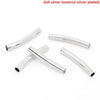 BD540 - 200 pcs. Silver Tone Noodle Tube Long Thin Curved Beads - 27mm x 4mm (1.06" x 0.16")