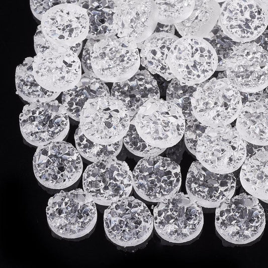 CA909B - 100 pcs. Druzy Resin Embellishment Cabochons Clear - 8mm