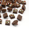 CA603 10 pcs Resin Embellishment Cabochons - Food - Brownies - Chocolate Cake - 12.5mm