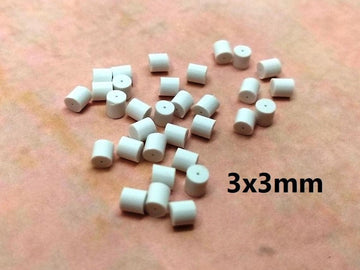 E732 - 100 pcs (50 Pairs) White Plastic Earring Clutch - 3mm x 3mm - Tube - Safety Sleeve - BeadSmith