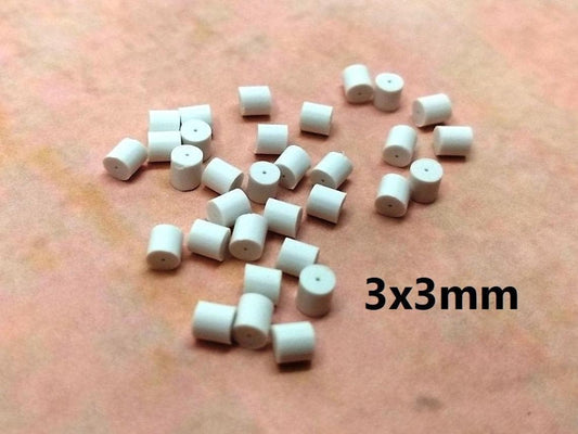 E732 - 100 pcs (50 Pairs) White Plastic Earring Clutch - 3mm x 3mm - Tube - Safety Sleeve - BeadSmith