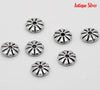 BD290 - 100 pcs Antique Silver Snowflake Daisy Spacer Beads- 7mm
