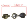 P641 - 3pcs. Antique Bronze Carved Heart Vine Pendant Locket Box Pendants - 42 X 30mm