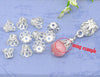 BD054 - 200 pcs Silver Plated Flower Bead Caps Covers - 6mm
