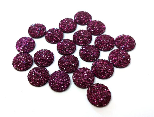 CA610 - 10 pcs Druzy Resin Embellishment Cabochons Berry Red Purple Multicolor - 12mm - Dome Circle