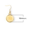 E309 - 10 pcs. Gold Plated Earring Dangle Hooks Settings Bezels Cabochons - 16mm Glue Pad Setting