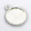 P220 - 10 pcs. Silver Plated Circle Round Bezel Cabochon Pendant Tags Trays - 18mm Glue Pad - Single Loop