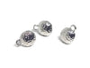 E424 - 10 pcs. (5 pairs) Silver Tone Earring Posts/Bases/Studs/Settings - Hammered Style - Half Round - 10mm Diameter- 13mm with Loop - Hole: 1.8mm