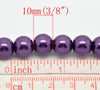 BD741 - 10mm Dark Purple Glass Pearl Imitation Round Beads - 16 inch strand - Approx. 40 beads per strand - Hole Size: 1.3mm