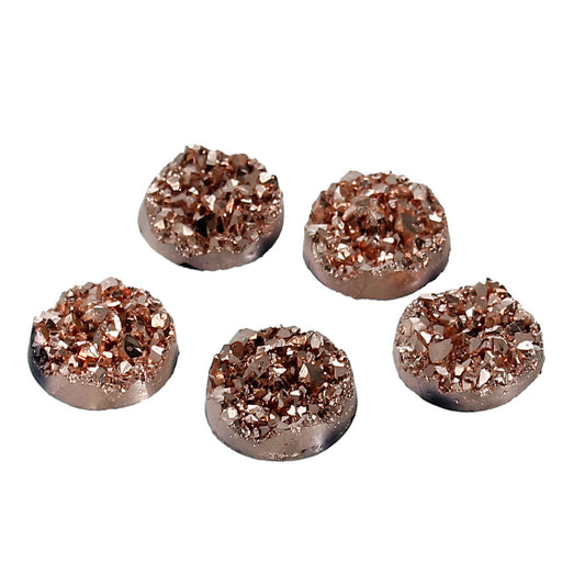 CA278 - 10 pcs. Druzy Resin Embellishment Cabochons Rose Gold Champagne - 10mm