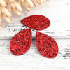 P1168 - 10 pcs. Red Glitter Faux Leather Dangle Charms Pendants - Teardrop - 39mm (1.53") - Great for Light Earrings and Dangles! Double Sided
