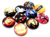 CA935 - 10 pcs Circle Halloween Jack O Lantern Glass Round Dome Seals Tiles Cabochons - 12mm - Set 2