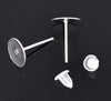 E196 - 100 pcs. (50 pairs) Silver Plated Earring Posts/Bases/Studs/Settings with Rubber Backs - 12mm x 10mm - 10mm Glue Pad