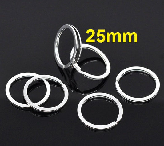 J153 - 20 pcs. Silver Plated Split Rings Key Rings - 25mm (1 inch)