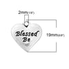 P867 - 10 pcs. Antique Silver "Blessed Be" Heart Charm with Message- 19mm X 18mm