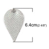 P273 - 10 pcs. Scales Faux Leather Dangle Charms Pendants - Pinch Leaf - Silver - Silver Tone Jump Ring - 63mm (2.5") - Double Sided