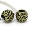 BD623 - 10 pcs Antique Bronze Carved Filigree METAL Ball Spacer Beads - 12mm - Large Hole: 5.8mm - Fits Paracord and European Beads!