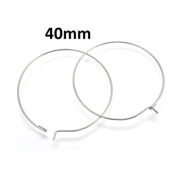 W027 - 20 pcs. 304 Stainless Steel Wine Charm / Earwire Hoop Rings - 40mm - 21 Gauge (0.7mm Thick) - Hypoallergenic! Tarnish Resistant!